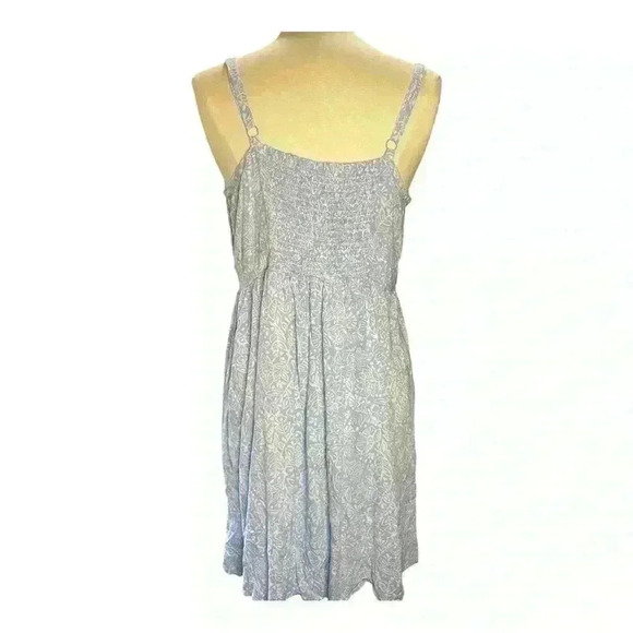 Torrid Floral Print Lace Up Challis Tank Dress Blue - Picture 6 of 6